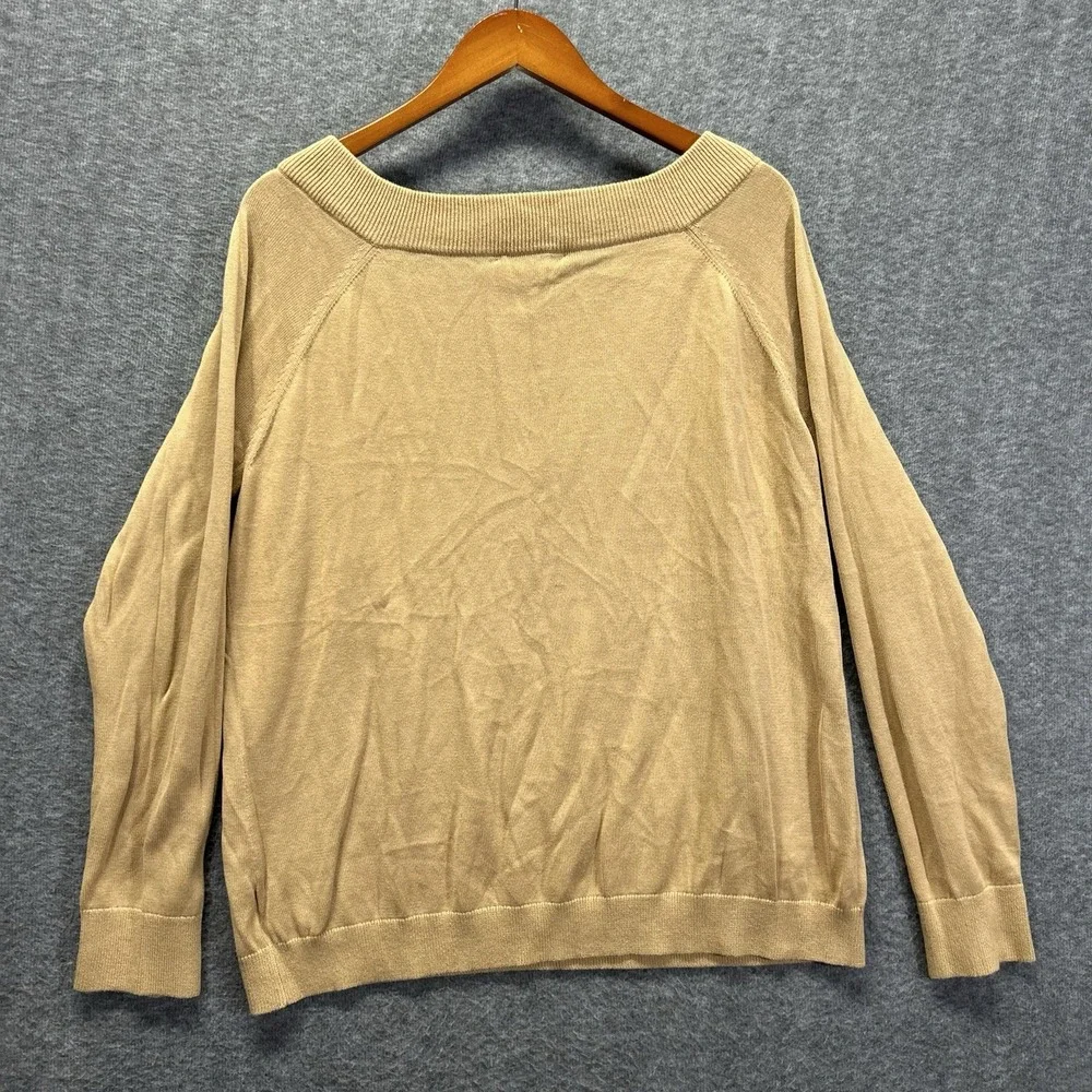 Lauren Ralph Lauren Women Faux Leather Buckle‎ Neck Sweater Sz 2X Brown